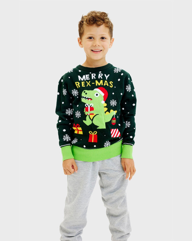 Cute Dino Christmas Sweater for Kids