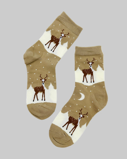 Socks - Festive Reindeer II - Holiday Cheer