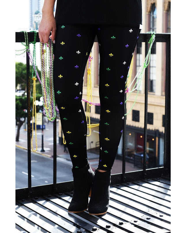 Sorte Fleur De Lis Leggings