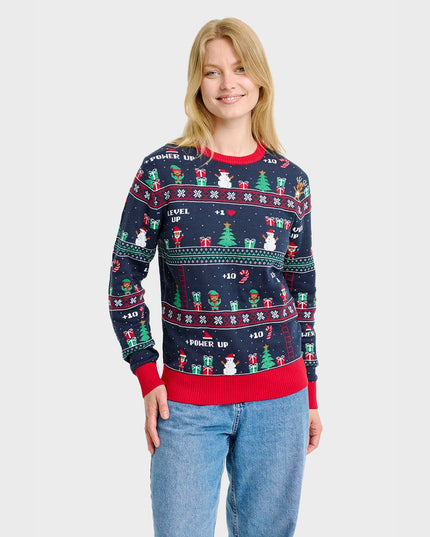 Suéter navideño de juegos vintage para mujeres - Moda navideña