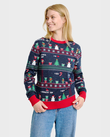 Suéter navideño de juegos vintage para mujeres - Moda navideña
