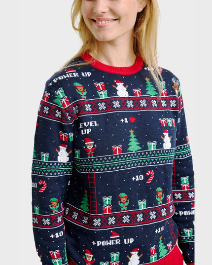Suéter navideño de juegos vintage para mujeres - Moda navideña