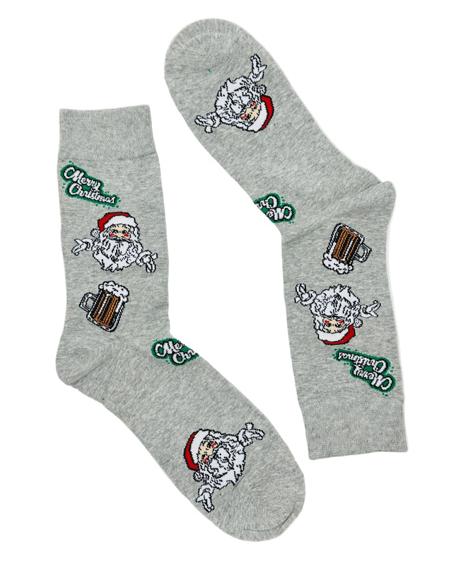 Santa Socks with Beer - Fun Holiday Accessory