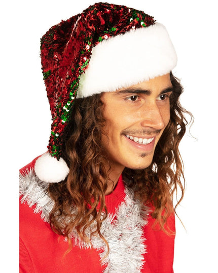 Vendbar paillet-julemandshat