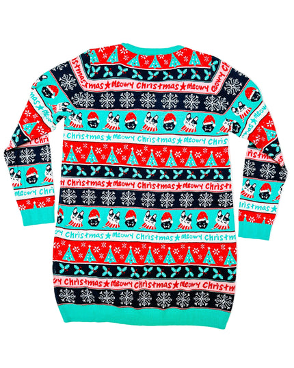 Vintage Christmas Sweater Dress - Cat Christmas