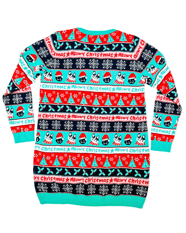 Vintage Christmas Sweater Dress - Cat Christmas