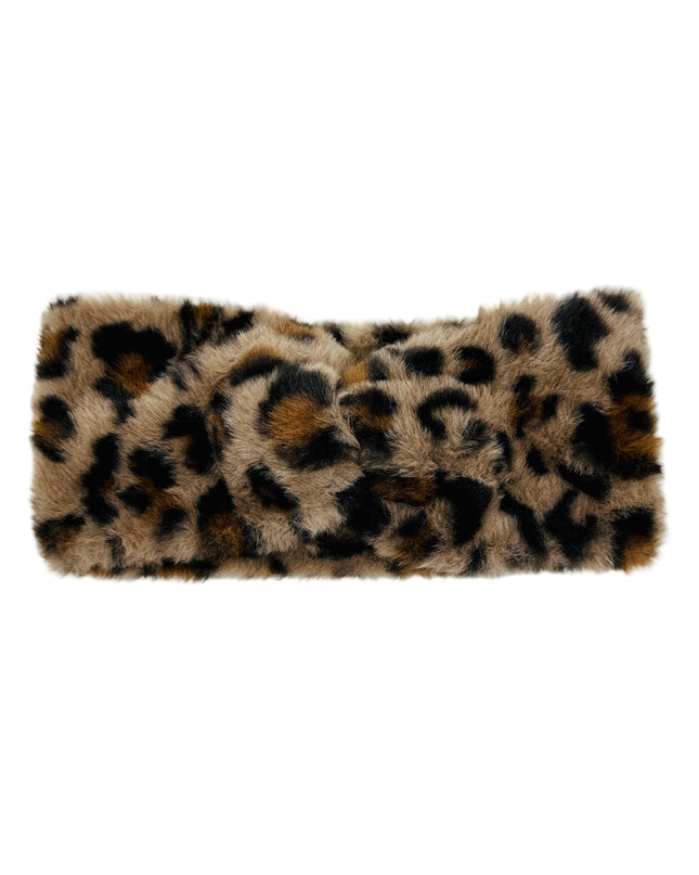 Leopard Faux Fur Hovedbånd - Mørk Brun til Kvinder