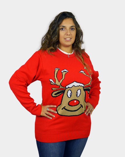 Red Christmas Sweater with Reindeer