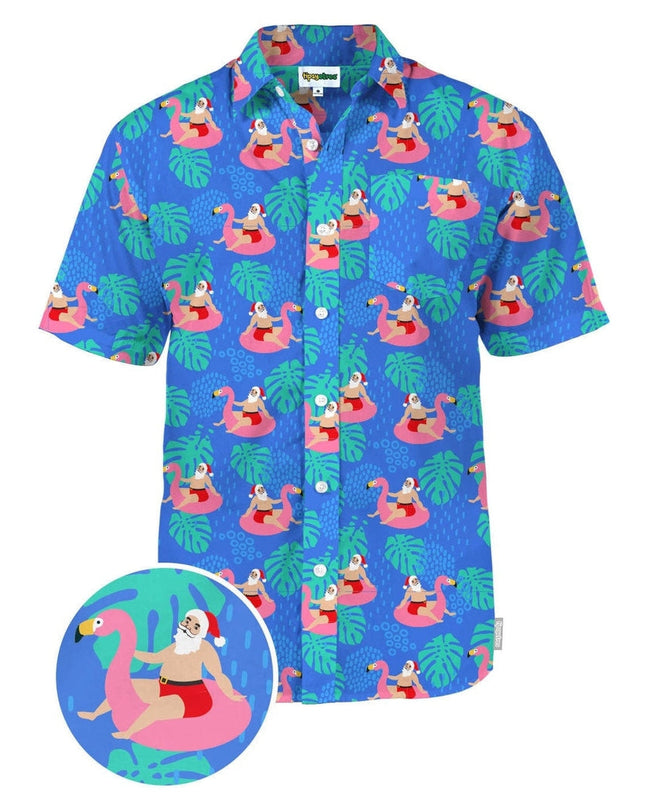 Herres Santa Pool Party Button Down Skjorte