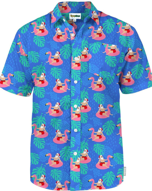 Herres Santa Pool Party Button Down Skjorte