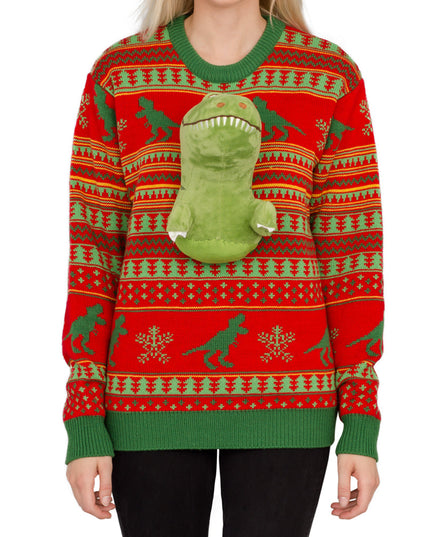 Kvinders 3D T-Rex Plushie Sweater