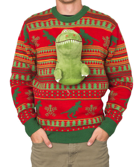 Jersey Feo de Navidad 3D T-Rex Peluche