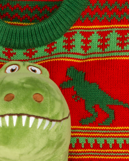 Jersey Feo de Navidad 3D T-Rex Peluche