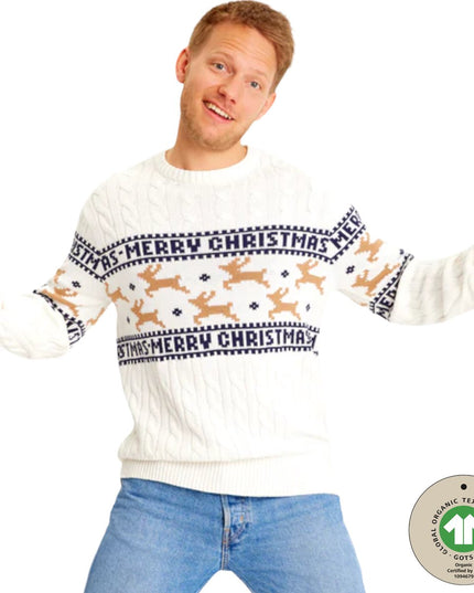 Suéter de Navidad Marius para Mujeres en Blanco Tradicional y Elegante