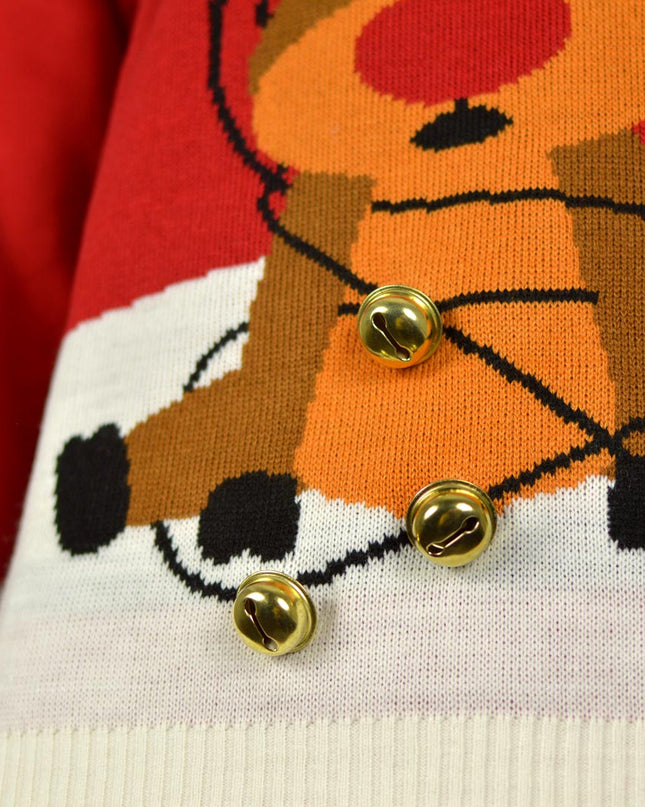 3D Rød Jingle Bells Juletrøje til Par