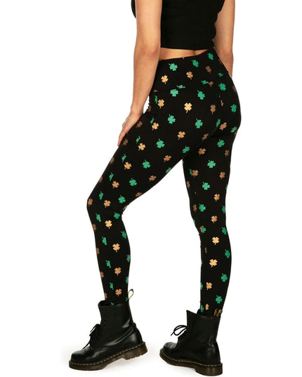 Gold Foil Clover High Waisted Leggings