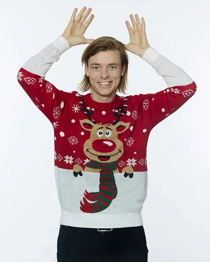 Rudolph with Scarf Christmas Sweater