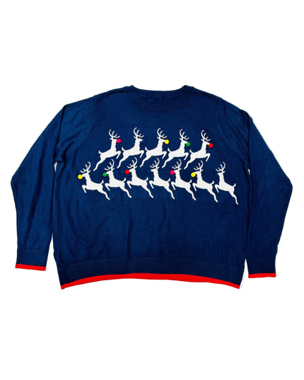 Vintage Christmas Sweater - Jumping Reindeer | Holiday Apparel