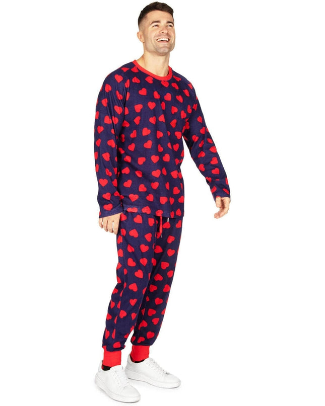 Mænds Hearts on Fire Pajama Set