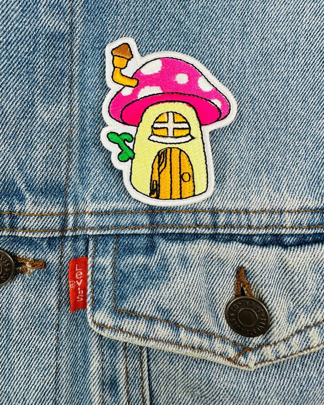 Mushroom House Iron-On Patch