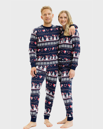 Navy Christmas Heart Pajamas for Men