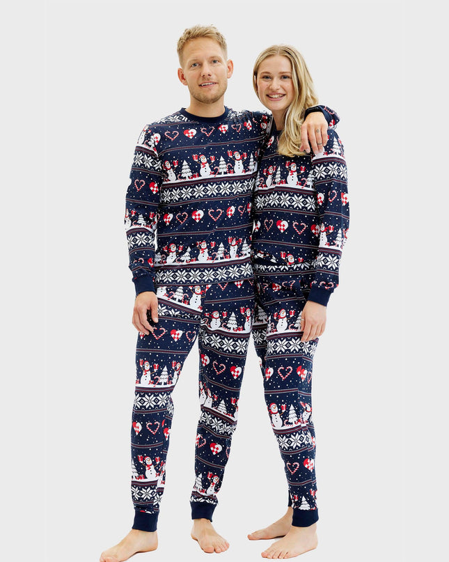 Navy Christmas Heart Pajamas for Men