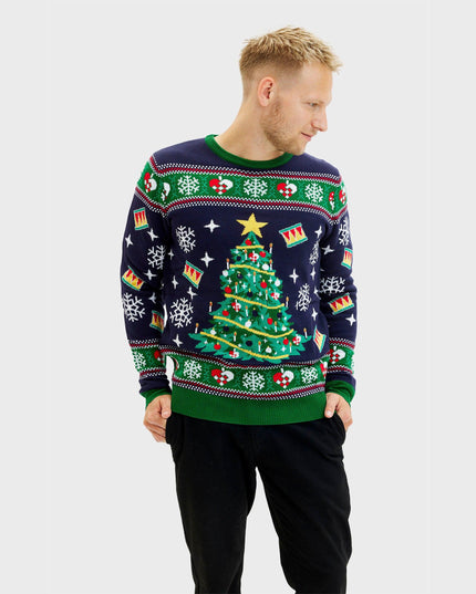 Blue Christmas Tree Sweater for Men