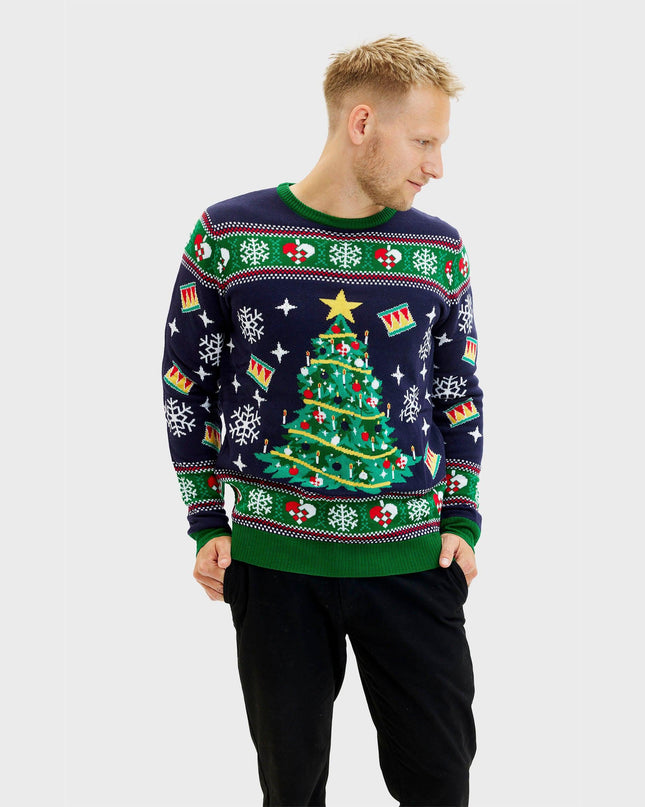 Blue Christmas Tree Sweater for Men