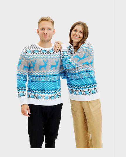 Suéter de Navidad Azul Tradicional para Mujeres