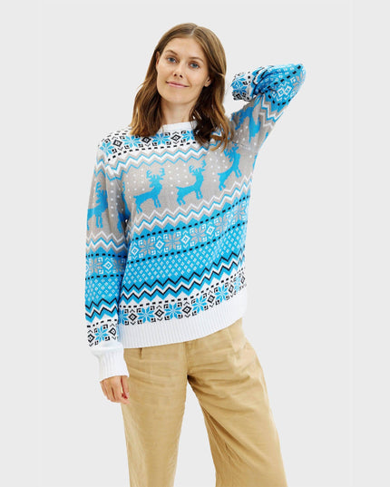 Traditional Blue Christmas Sweater for Women