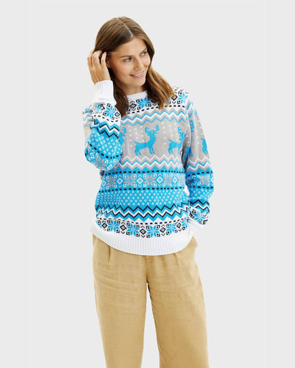 Traditional Blue Christmas Sweater for Women