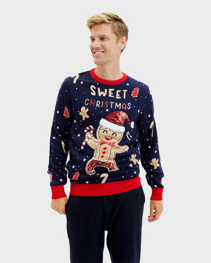 Cute Cookie Man Sweater for Men - Light-Up Ugly Sweater