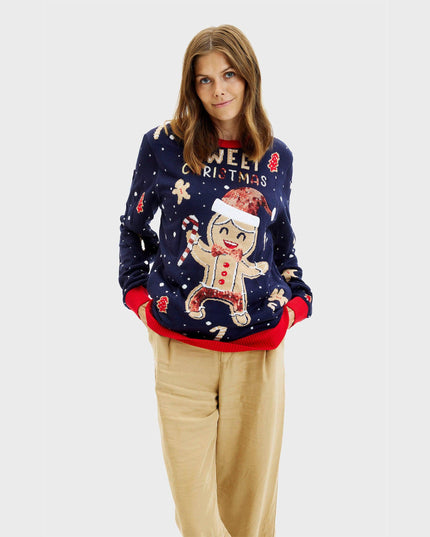 Cute Cookie Man Sweater for Women - Light-Up Ugly Sweater