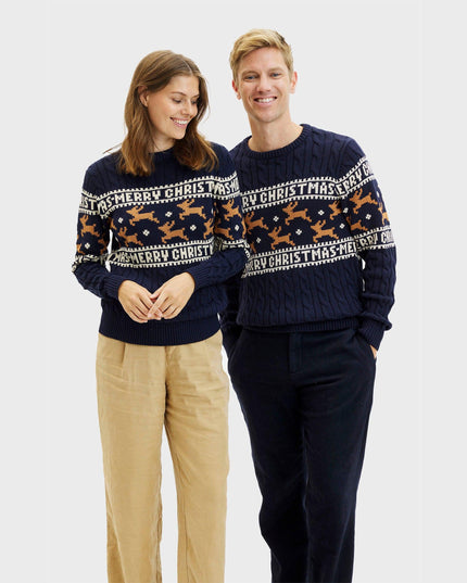 Suéter de Navidad Azul Elegante para Mujeres