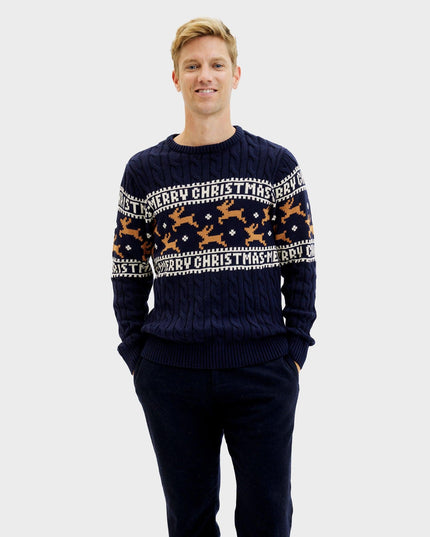 Elegant Blue Christmas Sweater for Men