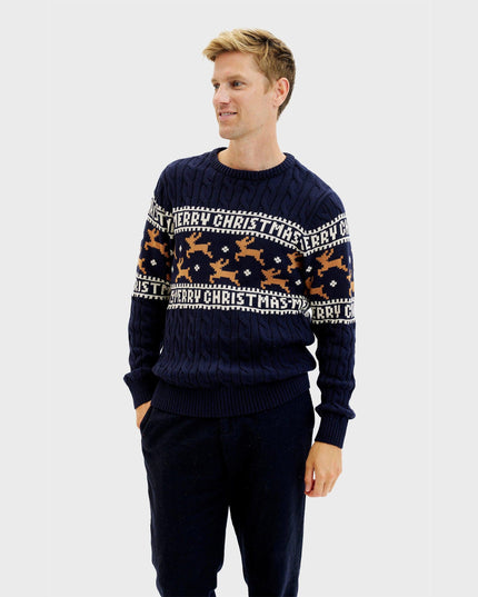 Elegant Blue Christmas Sweater for Men
