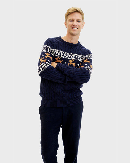 Elegant Blue Christmas Sweater for Men