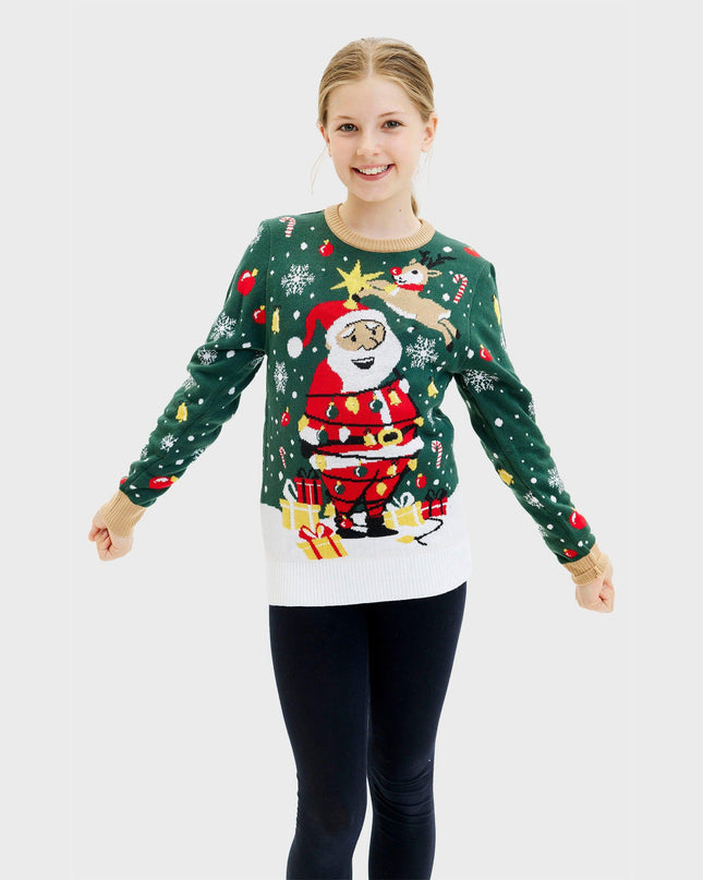 Santa Christmas Star LED Sweater for Kids