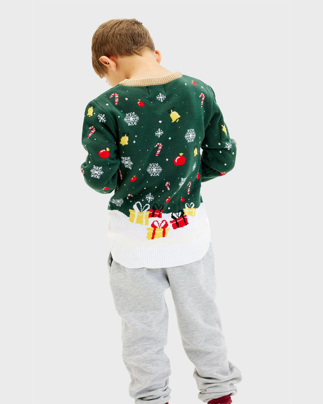 Santa Star Christmas Sweater for Kids with Lights