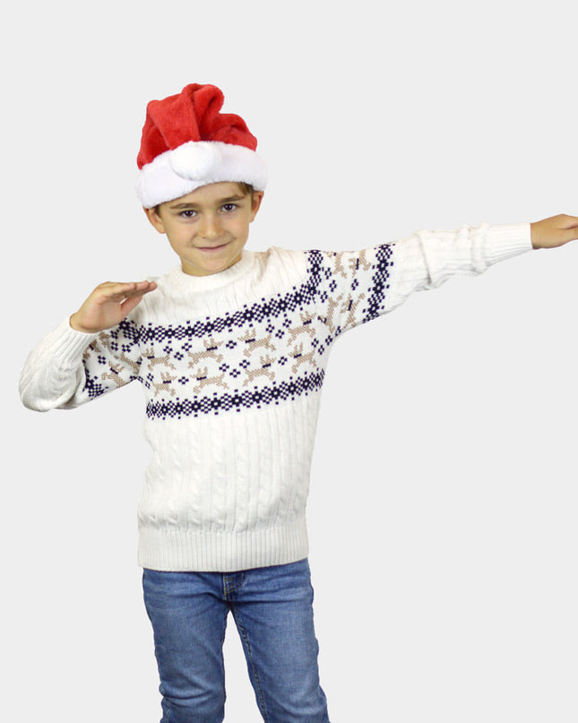 Suéter de Navidad Blanco Chic para Niños