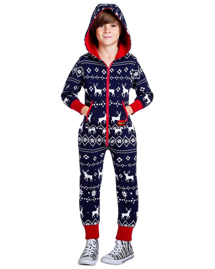 Boy's / Girl's Blue Fair Isle Reindeer Jumpsuit