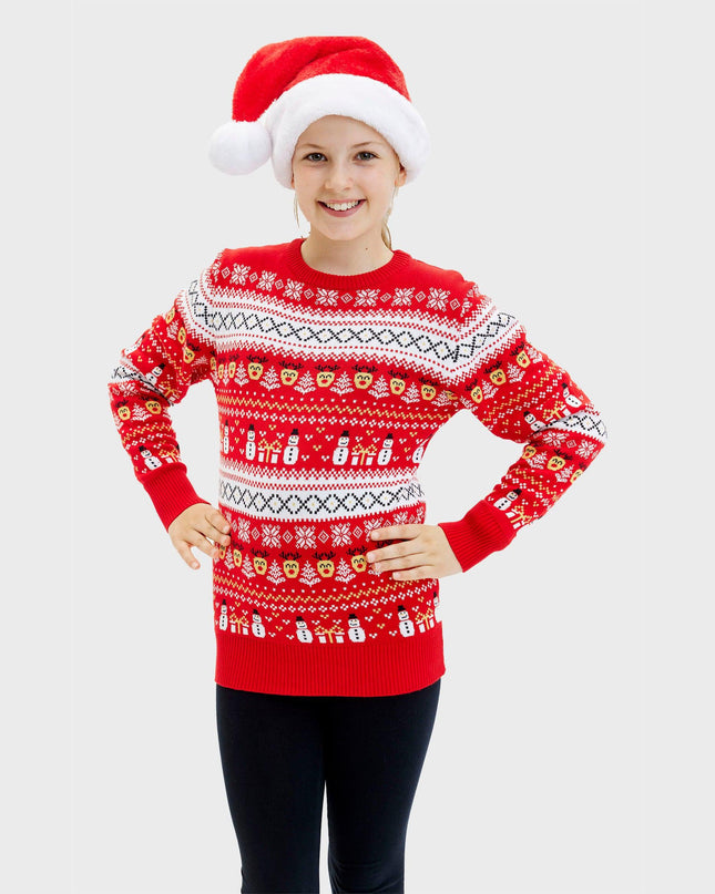 Reindeer Style Red Sweater for Kids