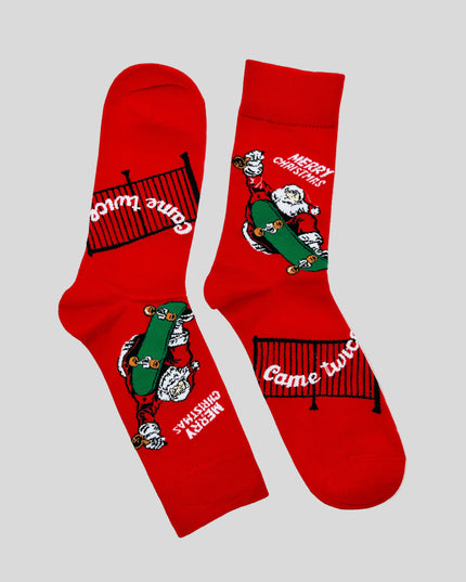 Skateboarding Santa Socks - Fun Holiday Accessory