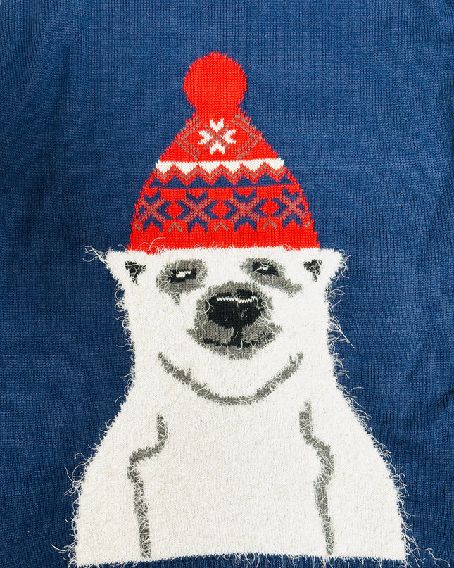 Vintage Christmas Sweater - Hat-Wearing Polar Bear | Tags: Christmas
