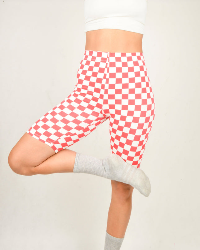 Cykelshorts - Pepita Rød Design til Aktivt Tøj