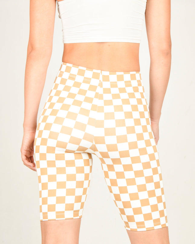 Cykelshorts - Pepita Beige Design til Afslappet Komfort
