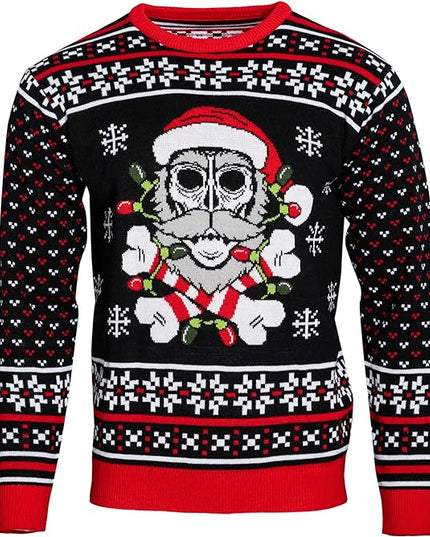 Skull Santa Claus Lights Ugly Christmas Sweater