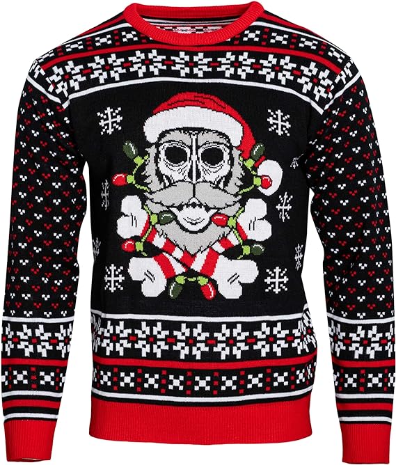 Skull Santa Claus Lights Ugly Christmas Sweater