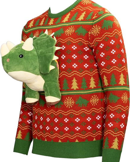 3D Triceratops Dinosaur Ugly Sweater