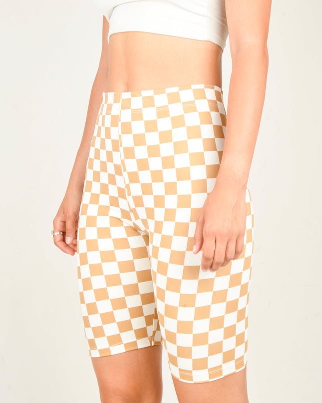Cykelshorts - Pepita Beige Design til Afslappet Komfort